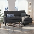 thumbnail image 1 of Walsunny 74" Convertible Sectional Sofa Couch 3-Seat L-Shaped Sofa with Modern Linen Fabric Upholstered Space-Saving with Reversible Chaise Black, 1 of 8