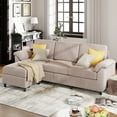 thumbnail image 1 of Walsunny 79" Convertible Sectional Sofa Couch With Ottoman,Linen Fabric L Shaped Sofa with Removable Pillows Beige, 1 of 11