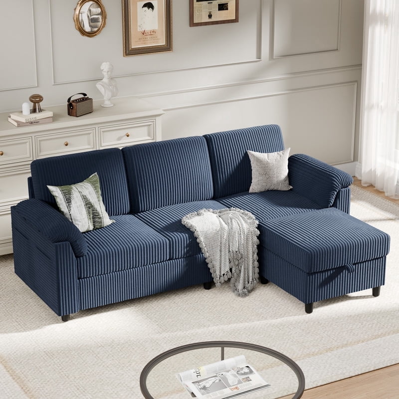 "Walsunny 79"" Reversible Convertible Sectional Sofa Couch, Linen ...