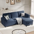 thumbnail image 1 of Walsunny 69" Convertible Sectional Sofa Couch with Storage Ottoman,L Shaped Sofa with Removable Pillows & Linen Fabric, Modern 3-Seat Couch with Reversible Storage Chaise,Blue, 1 of 8