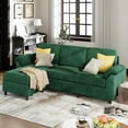 thumbnail image 1 of Walsunny 79" Convertible Sectional Sofa Couch With Ottoman,Linen Fabric L Shaped Sofa with Removable Pillows Green, 1 of 11