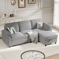 thumbnail image 1 of Walsunny 69" Convertible Sectional Sofa Couch with Storage Ottoman,L Shaped Sofa with Removable Pillows & Linen Fabric, Modern 3-Seat Couch with Reversible Storage Chaise,Light Gray, 1 of 8