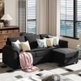thumbnail image 1 of Walsunny 79" Convertible Sectional Sofa, L Shaped Sofa Couch with Reversible Chaise for Living Room Modern Linen Fabric for Living Room, Black, 1 of 9
