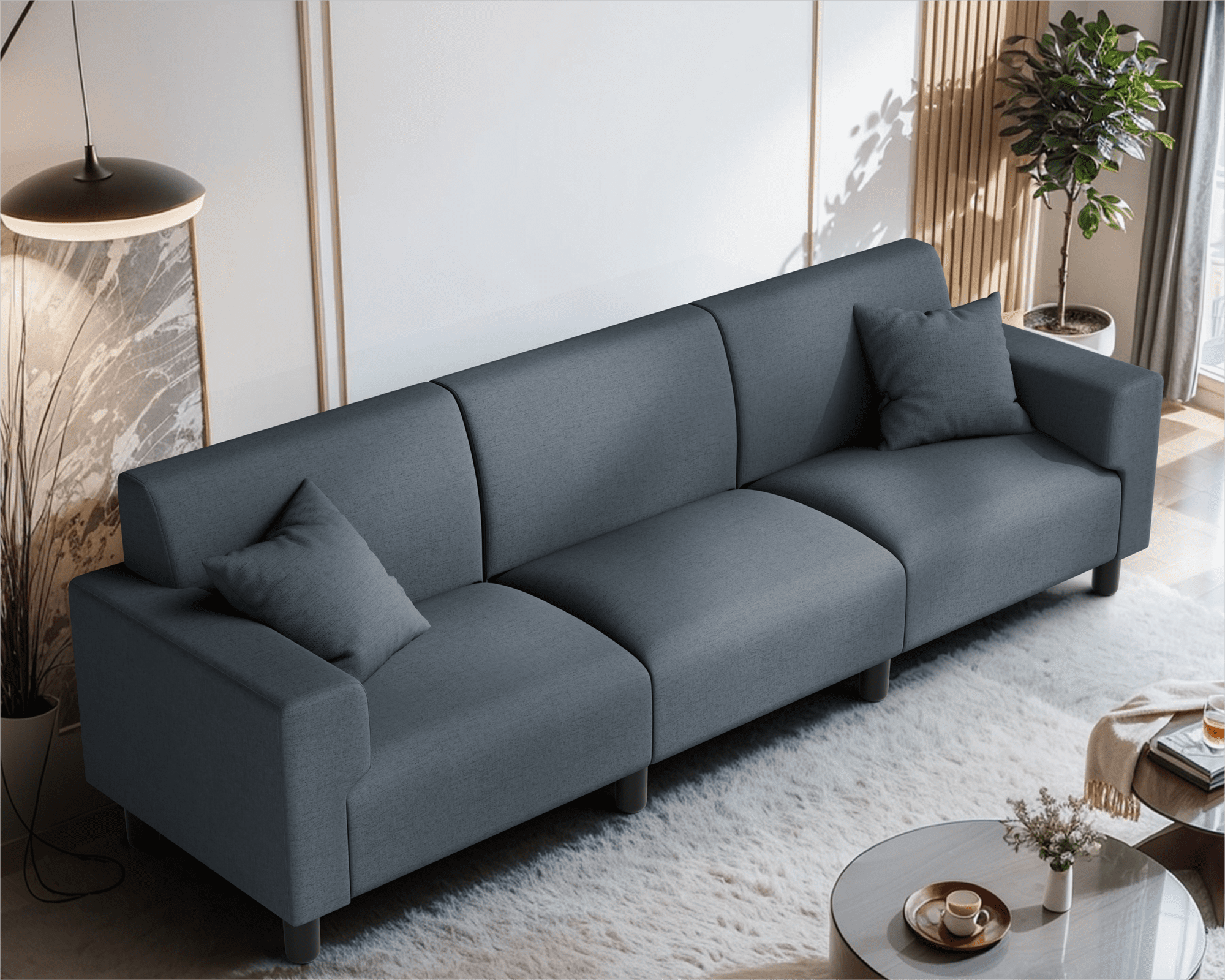 Walsunny 94'' Sofa Couch Modern Upholstered 3Seater Sofa with Deep Cushion Comfy Sleeper Sofa