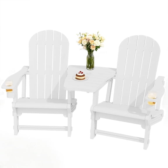 Walsunny Adirondack Chair,Outdoor Fir Pit Chairs with Layer Connecting Tray,Outdoor Oversized HDPE Chair for Patio,Garden,Backyard,White