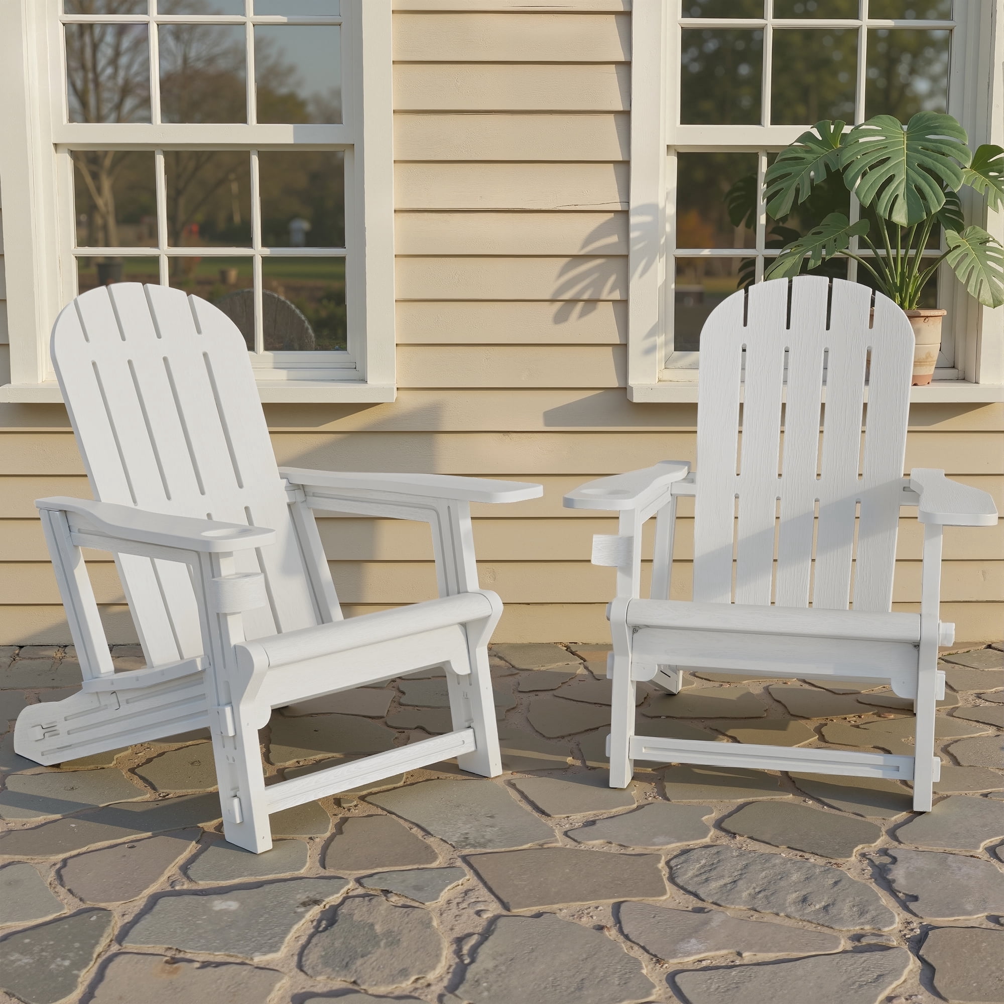 Walsunny Adirondack Chairs Set of 2 Fire Pit Chair Set with Connecting ...