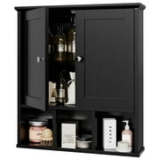 Walsunny Bathroom Medicine Cabinet, Wall-mounted Storage Cabinet with Adjustable Partitions, with 3 Open Shelves for Bedroom Organizer or Laundry