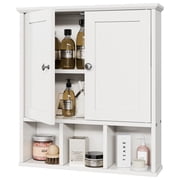Walsunny Bathroom Medicine Cabinet, Wall-mounted Storage Cabinet with Adjustable Partitions, with 3 Open Shelves for Bedroom Organizer or Laundry