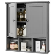 Walsunny Bathroom Medicine Cabinet, Wall-mounted Storage Cabinet with Adjustable Partitions, with 3 Open Shelves for Bedroom Organizer or Laundry