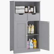 Walsunny Bathroom Storage Cabinets for Floor with 2 Doors 2 Drawers Freestanding Wooden Shelves Organizer Cupboard for Small Spaces Bathroom Living Room Bedroom Entryway White