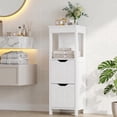 thumbnail image 1 of Walsunny Bathroom Storage Cabinets Floor Cabinet Organizer Freestanding Narrow Cabinet with Drawer Open Shelf for Bathroom Laundry White, 1 of 7