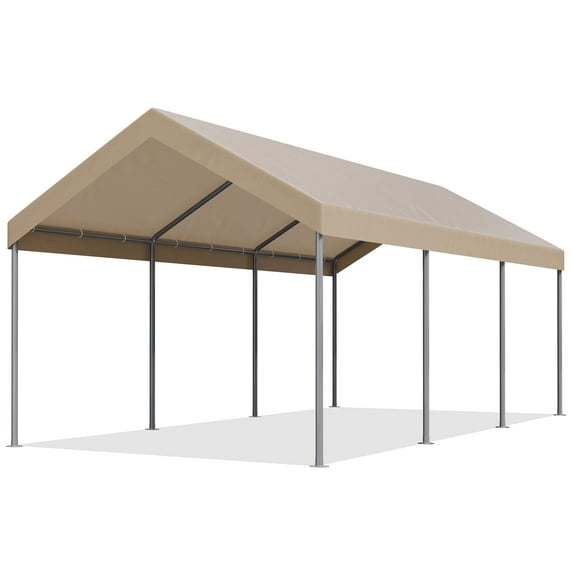 Walsunny Carport 10 x 20 ft Heavy Duty Carport Car Canopy with Powder-Coated Steel Frame, Portable Garage for Car, Boat, Shelter Party Tent with 180g PE Tarp