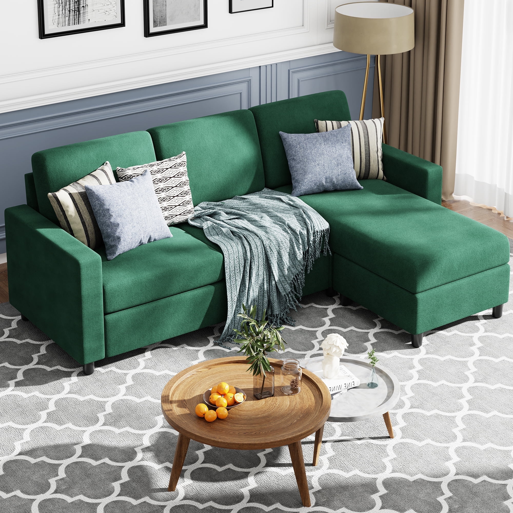 Walsunny Convertible Sectional Couch for Small Space, Reversible L ...