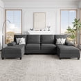 thumbnail image 1 of Walsunny Modern U-Shape Sectional Sofa, Chenille Fabric Modular Couch, 4 Seat Oversized Sofa with Chaise for Living Room, 1 of 11