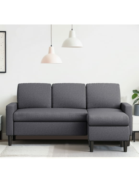 Walsunny Convertible Sectional Sofa Couch L-Shaped Couch with Modern Linen Fabric for Small Space(Dark Gray)