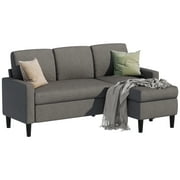 Walsunny Convertible Sectional Sofa Couch L-Shaped Couch with Modern Linen Fabric for Small Space(Dark Gray)
