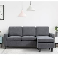  Walsunny Convertible Sectional L-Shaped Couch with Modern Linen Fabric for Small Space (Dark Gray)