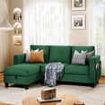 thumbnail image 1 of Walsunny Convertible Sectional Sofa Couch, Modern Linen Fabric L-Shaped Couch 3-Seat Sofa Sectional with Reversible Chaise for Small Living Room, Apartment and Small Space, Green, 1 of 8