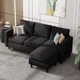 thumbnail image 1 of Walsunny 73.6" Convertible Sectional Reversible Sofa Couch, Sleeper Sectional L-Shaped Couch 3-Seat Sofa with Reversible Chaise for Small Space,Black, 1 of 10