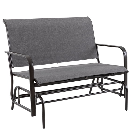 Walsunny 2 Person Outdoor Glider Bench, Patio Loveseat Rocking Chair with Powder-Coated Steel Frame and Breathable Textilene Fabric for Porch Backyard Garden, Gray