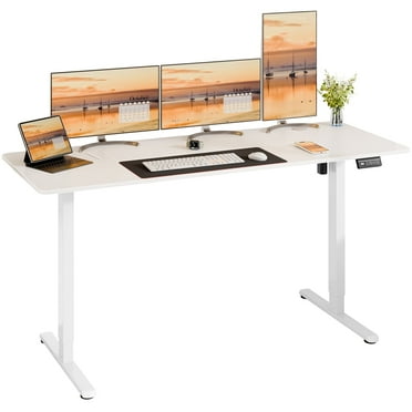 Walsunny Home Office Electric Standing Desk Height Adjustable Desk 63 x 23.6 Inches Splice Board White Frame/White Top