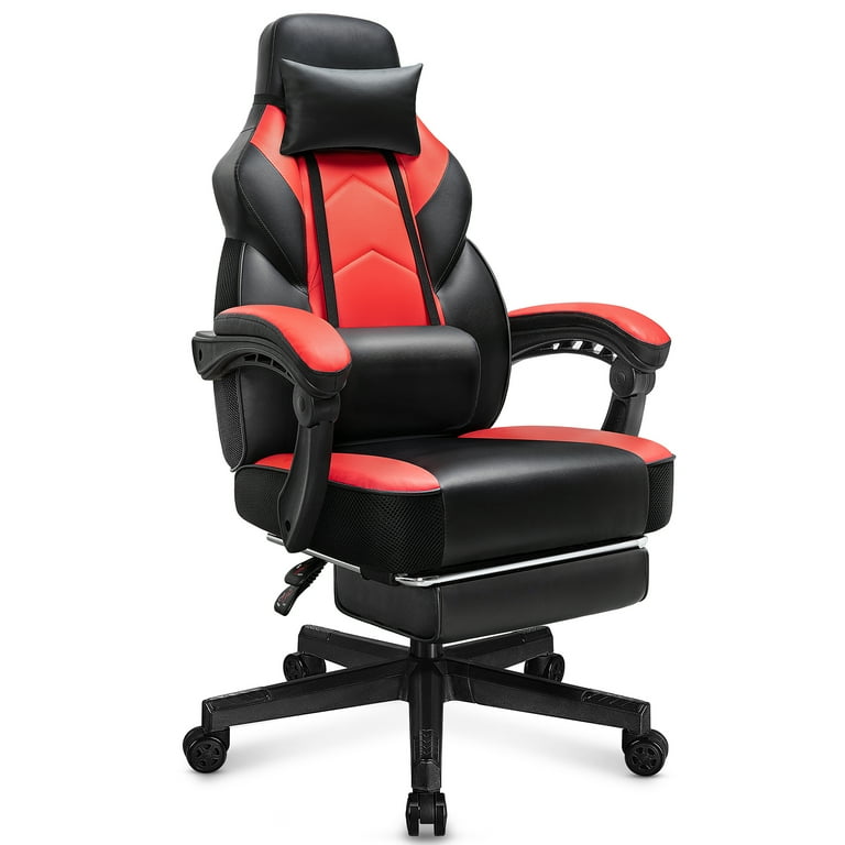 Free Shipping Walsunny Gaming Chairs with Footrest Massage Leather Game Chair for Adults Big and Tall Gamer Chair with Headrest and Lumbar Support with Ergonomic PU Leather Red Walmart Walmart