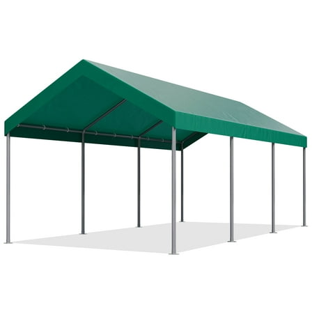 Walsunny Carport 10 x 20 ft Heavy Duty Carport Car Canopy with Powder-Coated Steel Frame, Portable Garage for Car, Boat, Shelter Party Tent with 180g PE Tarp Green
