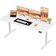 Walsunny Electric Standing Desk, Adjustable Height Gaming Desk, 71 x 24 Inches Ergonomic Stand Desk with Electric Lift, Home Office Desk with White Frame/White Top
