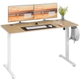 thumbnail image 1 of Walsunny Electric Standing Desk, Adjustable Height Gaming Desk, 55.1 x 23.6 Inches Ergonomic Stand Desk with Electric Lift, Home Office Desk with White Frame/Walnut Top, 1 of 7