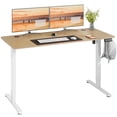 thumbnail image 1 of Walsunny Electric Standing Desk, Adjustable Height Gaming Desk, 55.1 x 24 Inches Ergonomic Stand Desk with Electric Lift, Home Office Desk with White Frame/Walnut Top, 1 of 7