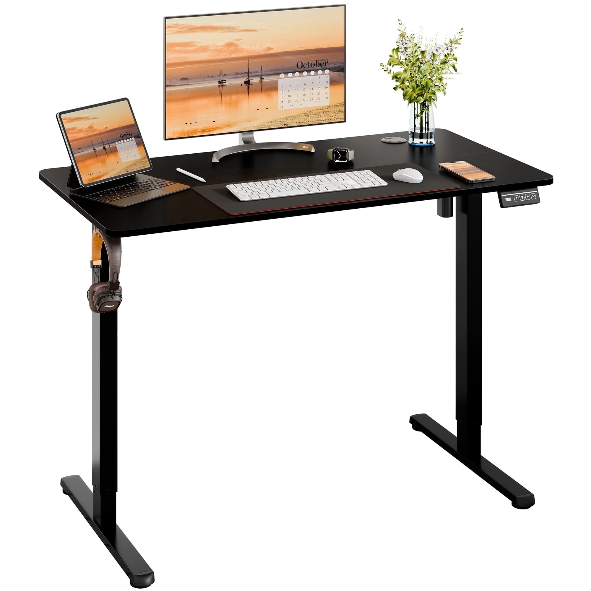 Walsunny Electric Standing Desk, Height Adjustable Desk 40" x 24" Ergonomic Stand Up Desk with Electric Lift & Memory Preset for Home Office, Black