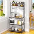 thumbnail image 1 of Walsunny Kitchen Bakers Rack with Power Outlet Shelves for Microwave with 10 Hooks and Metal Wire Panel, Coffee Bar Cabinet Station and Kitchen Cart, 1 of 7