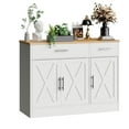 thumbnail image 1 of Walsunny Sideboards Buffets Cabinet Table 42.5" with 2 Drawers 3 Doors Adjustable Shelf Farmhouse Coffee Bar Cabinet with Storage for Kitchen Living Room Dining Room White, 1 of 10