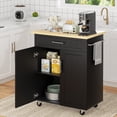 thumbnail image 1 of Walsunny Kitchen Island Table Stand with Storage on Wheels,Rolling Kitchen Cart Storage Cabinet with Drawer,Black, 1 of 10