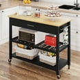 thumbnail image 1 of Walsunny Kitchen Island with Locking Wheels, 39.76 "Dining Rolling Cart Dining with Large Capacity Storage Drawers and 2 Levels of Open Spacious Shelves, Towel Rack（Black）, 1 of 8