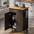 thumbnail image 1 of Walsunny Kitchen Island Table Stand with Storage on Wheels,Rolling Kitchen Cart Storage Cabinet with Drawer,Brown, 1 of 10
