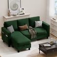 thumbnail image 1 of Walsunny 76.4" Convertible Sectional Sofa, L Shaped Sectional Sofa with Side Pocket, 3 Seat Sofa Couch with Storage Ottoman for Small Living Room, Apartment, Bedroom, Green, 1 of 13