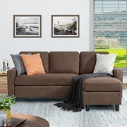 Walsunny Modern L-Shaped Sectional Sofa with Linen Fabric(Brown)