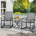 thumbnail image 1 of Walsunny Modern Rocking Bistro Set with Textilene Chair Conversation Sets, Light Gray Frame, 1 of 8