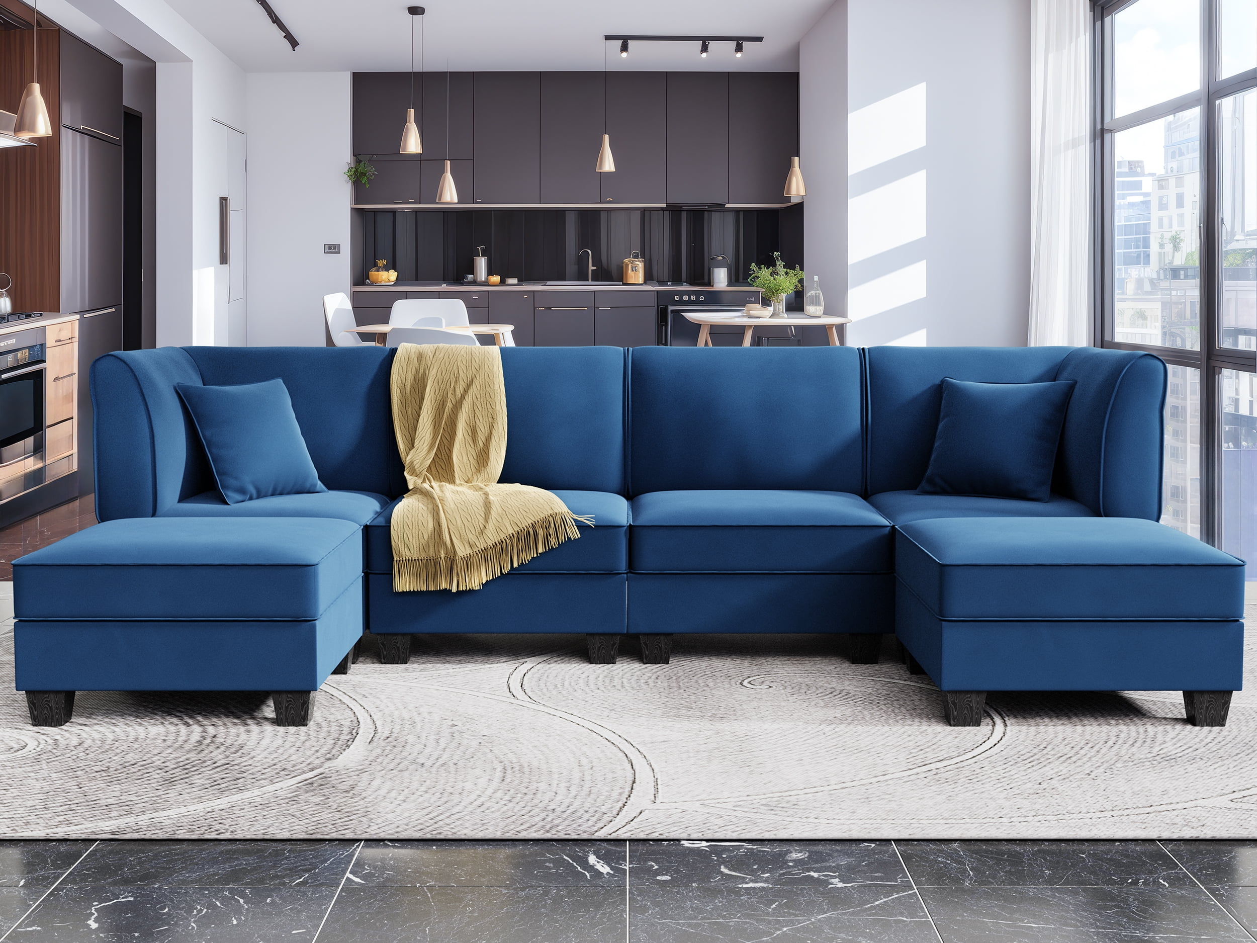 Walsunny Modular Sectional Sofa with Reversible Chaise, UShape Convertible Sectional Sofa Couch