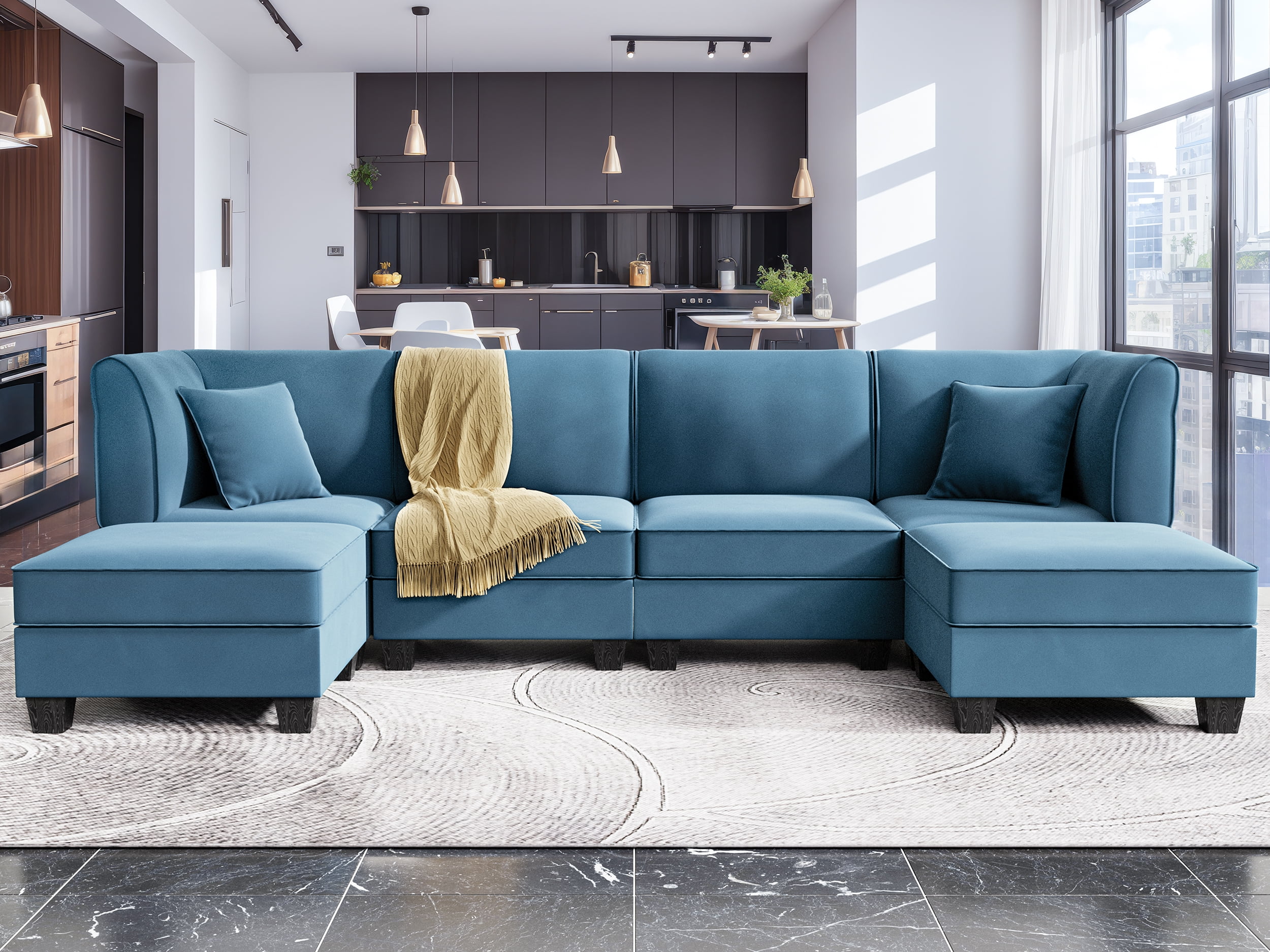 Walsunny convertible sectional sofa couch with reversible chaise deals