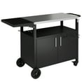 thumbnail image 1 of Walsunny Outdoor Grill Cart with Storage Cabinet, Outdoor Kitchen Island on Wheels, BBQ Grill Prep Table Movable Patio Storage Counter Foldable Tabletop, Black, 1 of 9