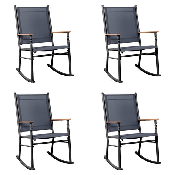 Walsunny Outdoor Patio Chairs Set of 4 Rockers Metal Rocking Chairs Furniture for Porch Backyard Lawn Garden,Gray