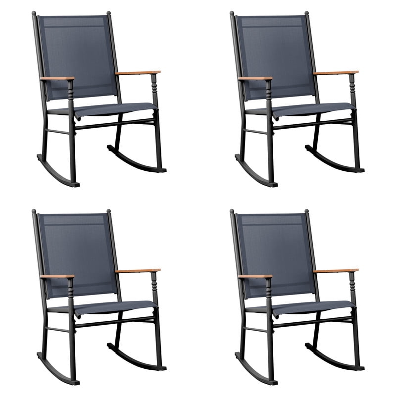 Walsunny Outdoor Patio Chairs Set of 4 Rockers Metal Rocking Chairs ...