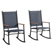 Walsunny Outdoor Patio Chairs Set of 2 Rockers Metal Rocking Chairs Furniture for Porch Backyard Lawn Garden, Light Grey