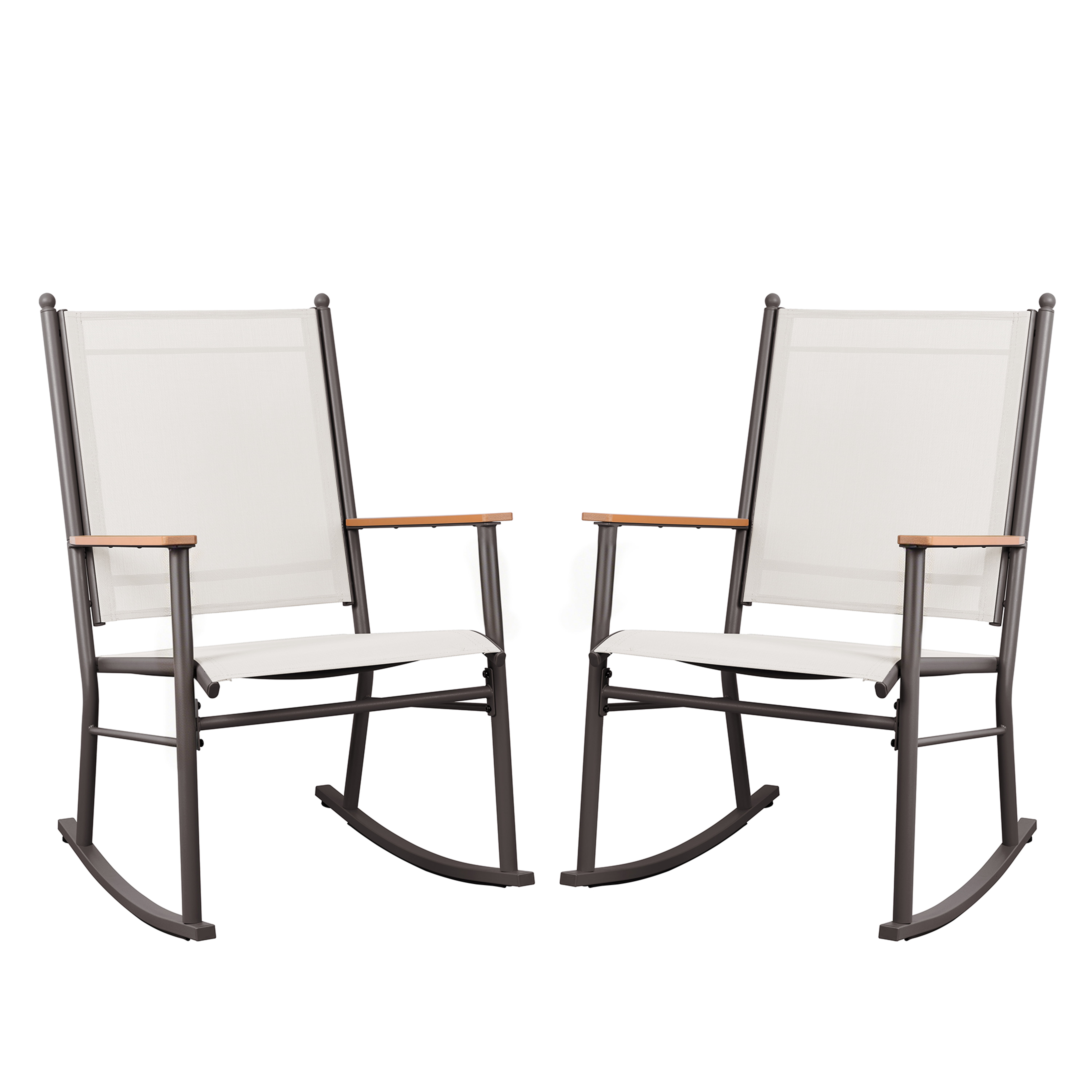 Walsunny Outdoor Patio Chairs Set of 2 Rockers Metal Rocking Chairs Furniture for Porch Backyard Lawn Garden,Cream