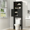 thumbnail image 1 of Walsunny Over the Toilet Storage Cabinets Wood Bathroom Organizer Shelf Rack Space Saver with 2 Doors 4 Shelves Anti-Tip Device Black, 1 of 7