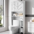 thumbnail image 1 of Walsunny Over the Toilet Storage Cabinet with Doors Side Storage Toilet Paper Holder Stand Space Saver Shelf Organizer Rack Freestanding for Restroom Bathroom Laundry White, 1 of 7