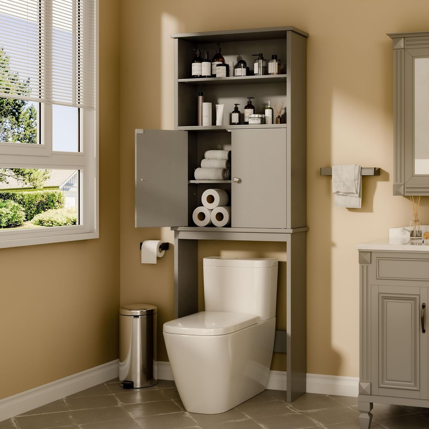 Gray Over Toilet Storage