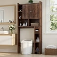 thumbnail image 1 of Walsunny Over the Toilet Storage Cabinets with Doors Side Shelves Toilet Paper Holder Stand Organizer Shelf Rack Space Saver above behind Toilet Freestanding for Bathroom Restroom Laundry Walnut, 1 of 7